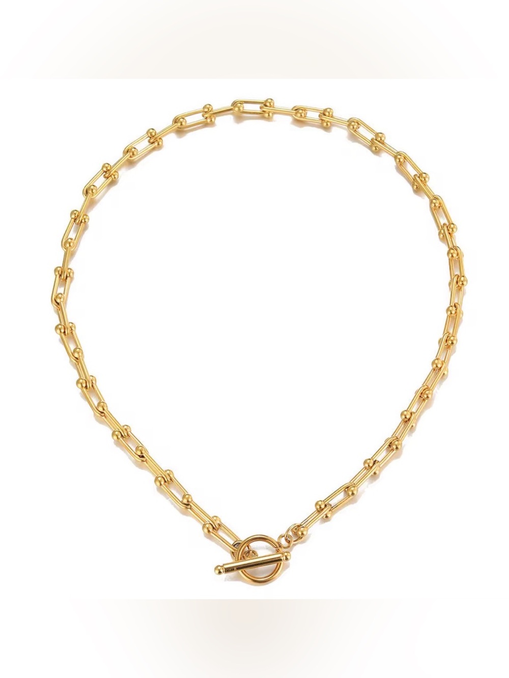 U Shape Graduated Link 18k Gold Charm Chain Necklace - Picture 5 of 5